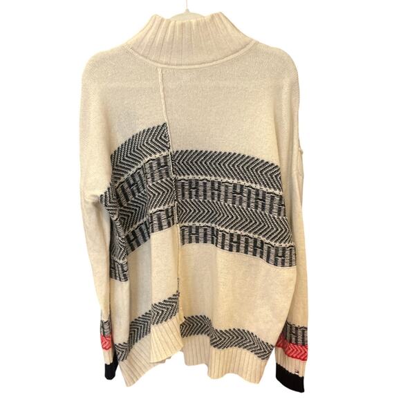 Tommy Hilfiger Wool-Blend Chevron Sweater – Ivory w/ Navy & Red Stripe, M - Picture 1 of 5